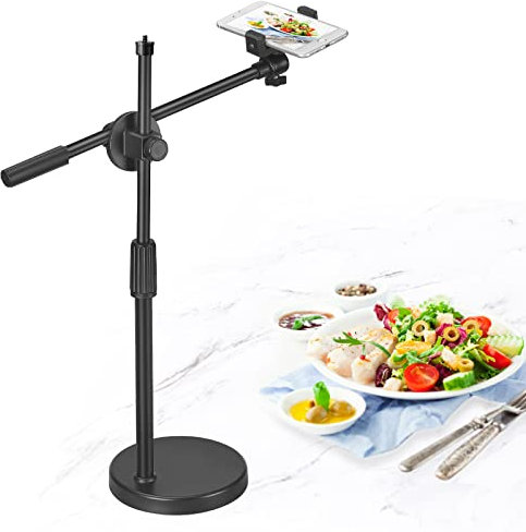 Hivexagon Soporte de Escritorio para Teléfono Móvil en Vivo,Altura y ángulo Ajustables,con Base Redonda Estable, Tienda de Productos en Vivo (36-52 CM)