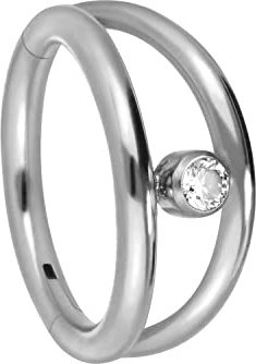 PIERCINGLINE Titan Segmentring Clicker | 2 RINGE + KRISTALL | Ohrpiercing Tragus Helix Conch Daith | Farb & Größenauswahl
