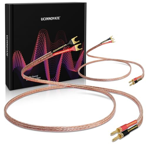 UCINNOVATE 2er-Pack 2m HiFi-Lautsprecherkabel mit Jumper-Flachstecker, 13 AWG Lautsprecher-Jumperkabel-Brücke mit vergoldetem Bananenstecker für Audioverstärker, Endverstärker, HiFi-System, Heimkino