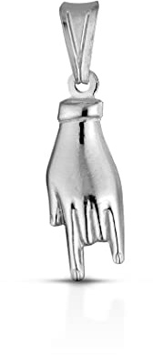 Donipreziosi Ciondolo Mano Cornuta Portafortuna in Argento 925%, Made in Italy – Pendente Scaramantico Uomo Donna per Collana o Bracciale – Nickel Free con Certificato (Argento)