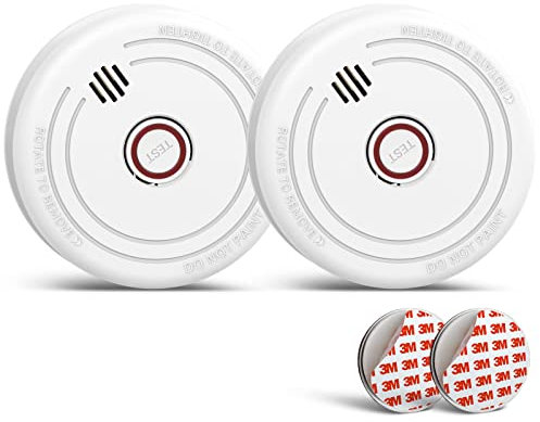Ruan Photoelectric Smoke Alarm With 10 Years Life Passed the EN14064 Standard Magnetic Smoke Detector Mount Magnet Smoke Detector with Test Button 1 Year Battery 2 Pack