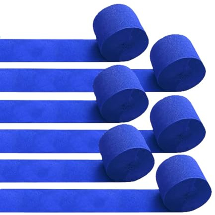 LATRAT 6 nastri crespati, 4,5 cm x 25 m, fatti a mano, carta crespa per bricolage, decorazioni per matrimoni, feste (blu)