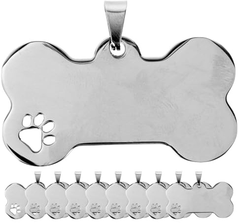 BUGUUYO Confezione da 10 targhette per cani etichette vuote targhette in metallo targhette per cani vuote per incisione targhette per cani personalizzate targhetta per cani con incisione per animali d