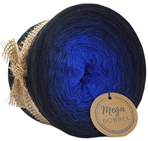 MegaBobbel*Stille Nacht*A225*Farbverlaufsgarn - Lace Garn Bobbel Wolle zum Häkeln & Stricken (3fädig-ca.1500m / Außenfarbe: Schwarz)