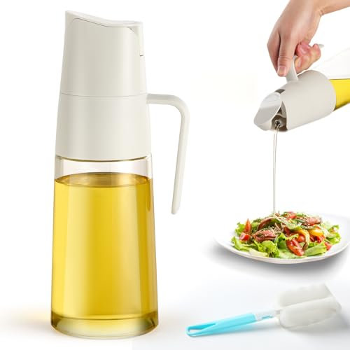 FRIBERG 600ml Oliera,Dispenser Olio D'oliva E Aceto,Oliera Salvagoccia,Con Beccuccio Coperchio Automatico a Ribalta-Adatto per Interni,Cucina,Barbecue, Da Riempire E Pulire