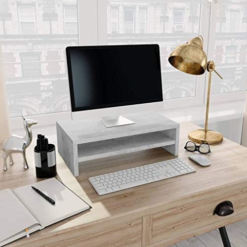 ARKEM Monitorständer Betongrau 42x24x13 cm Holzwerkstoff Pc StäNder TischerhöHung Aufsatz
