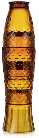 BIMUYI Vasos apilables de cristalería, vasos con forma de pez, vasos de agua decorativos (ámbar)