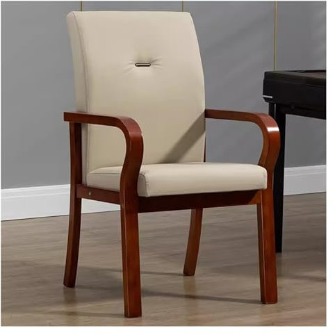 Ledersessel mit Holzrahmen, Mid-Century-Seiten-Esszimmerstühle, Holzsessel, Retro-Akzentstuhl, gepolsterter Clubsessel für Wohnzimmer, Schlafzimmer (Farbe: Stil-4)