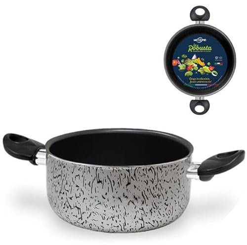 Casseruola in Alluminio per Cucinare, Pentola in Alluminio con Rivestimento Antiaderente, Tonda Diametro 18 cm, per Piano Cottura a Gas ed Elettrico, Nero, Made In Italy, per Latte Crema