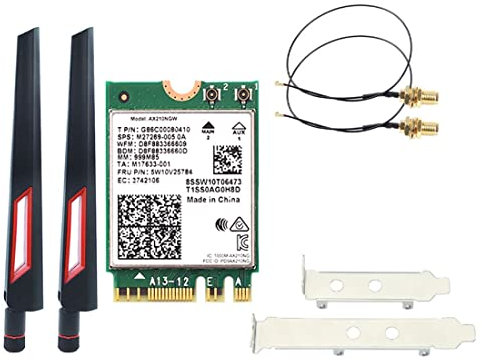 Pojedehy Wi-Fi 6E AX210 Wireless Card 2400Mbps Bluetooth 5.2 Desktop Kit 802.11Ax 2.4G/5Ghz/6Ghz AX210NGW,with 10DBi Antenna