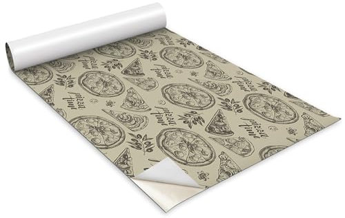 Wallfluent for Kitchen Living Room 100x50 cm / 39,4x33,1 inch Self Adhesive Plastic Roll Cabinets Contact Paper Furniture Sticker Covering Matt Wallpaper Peel and Stick - Pizza Themes