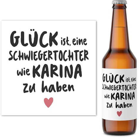 Schwiegertochter Geschenk Bieretiketten personalisiert Bier Geschenk Frau Frauen Flaschenetikett Bierflasche Etiketten 2 Stück | 9x9 cm