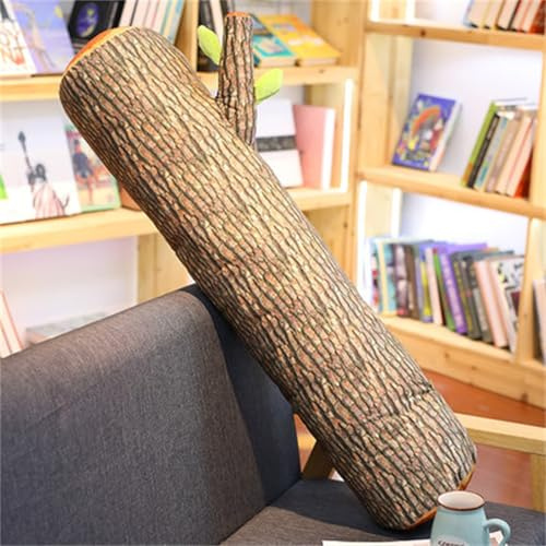 champracer Baumstamm Kissen Nackenrolle Baumstamm Kuschelkissen süße Dekokissen, Log Pillow Kuschelrolle Plüsch Kissen Holz Kissenrolle für Nacken Rücken Beine (Langer Ginkgo 90 cm)