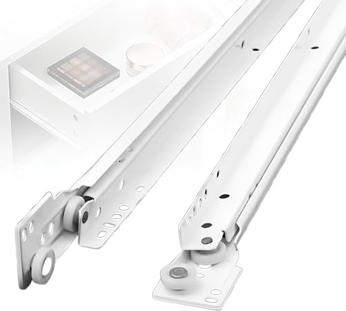 Guide Per Cassetti Bianche A Due Sezioni, Binari Cassetti Per Guardaroba Montate Lateralmente, Ferramenta Di Ricambio Per Binario Per Cassetti(1 Coppia)(40cm/15.7in)
