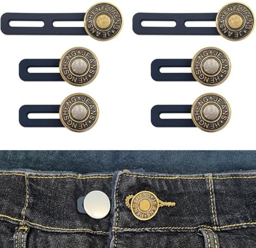 6 Pcs Button Extender for Trousers - Adjustable Waist Extender for Trousers and Jeans - Elastic Button Extender for Pants and Skirts