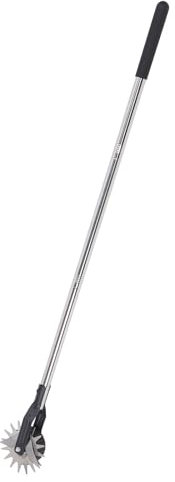 TYCIONG Wheeled Rotary Lawn Edger, Stainless Steel Handle, Adjustable Length with Cushion Grip, Sidewalk Manual Lawn Edger, Easy to Assemble for Keeping Sidewalks Weed-