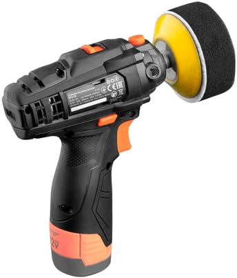 Dnipro-M PM-12 - Lucidatrice senza fili a 2 velocità, 2500-7500 giri/min, diametro 76 mm, con batteria 4 Ah e caricabatterie, lucidatrice compatta per auto, metallo, plastica e Má