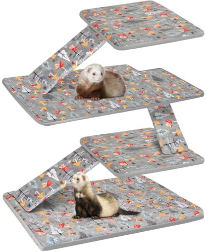 Bienbee Frettchenkäfig-Set für Frettchen-Nation und Tier-Nation-Käfig, wasserdichtes Frettchen-Käfig-Zubehör für Kleintiere, Ratten, Chinchillas, Igel, Frettchen (Grauer Pilz