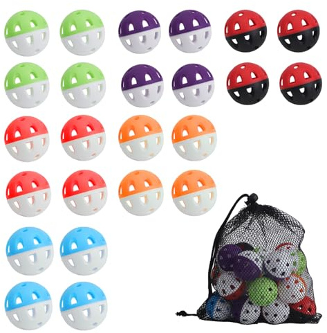 Tinoaly 24pcs Balles d'Entraînement Baseball, Petites Balles de Baseball et de Golf 42mm Creuses avec Sac à Cordon pour la Frappe Le Lancer et l'Entraînement au Bâton