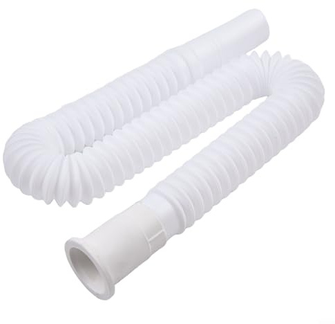 Tuyau de drainage en plastique flexible de 32 mm pour évier de cuisine, lavabo, salle de bain, évacuation des eaux usées, tube d'extension ondulé extensible blanc, 70 cm de long, installation facile