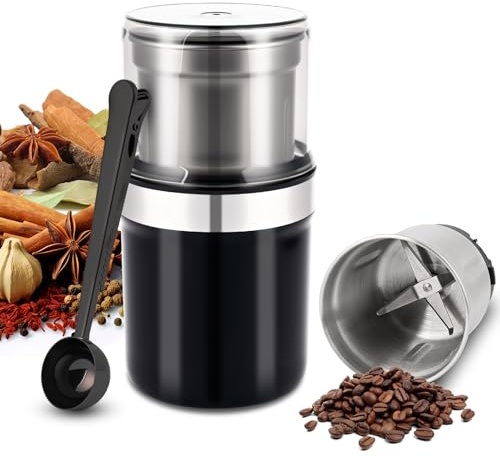 Euakee Molinillo de Café Eléctrico, Molinillo de Especias con Cuchilla de Acero Inoxidable, Capacidad 100g, Molinillo Multifunción Ideal para Café, Especias o Frutos Secos