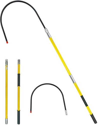 Rescue Hook with 18 inch Opening, High Voltage Insulated Rescue Hook Epoxy Resin Telescopic 10kv35kv, 7.6-Foot Anti-Electrocution Rescue Hook 380V, Safety for Fire High Voltage Electrician, Yellow