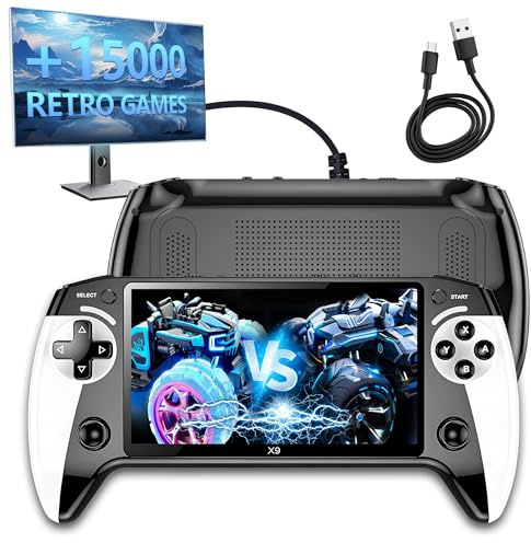 X9 Console Retro Game Console Portatile con Schermo IPS da 5,5 con Protezione Occhi,15000+ Giochi Console di gioco portatile retrò con E-book TXT,Sistema Linux,Uscita TV,Musica,Retro Console 2000mAh