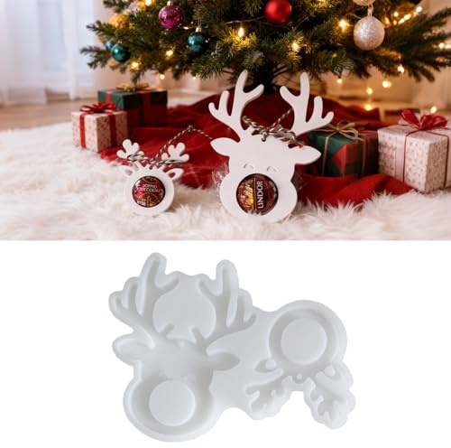 KLINNA Stampi in silicone fai da te per Natale, set di stampi per alce in 2 pezzi per figure di renna piccole e grandi | Stampi in silicone riutilizzabili per resina epossidica, gesso, candele e