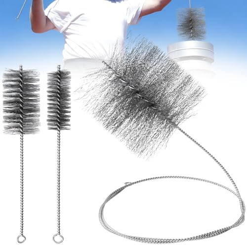 COEWUR 3 Stück Ofenrohrbürste Set Ofenbürste Kaminbürste ø 180 mm x 1.5m Flexstange mit 60 mm 40 mm Kamin Reinigungsset Schornsteinfeger Bürste mit Schubstange Kaminbesen für Kaminofen Kamin Ofenrohr