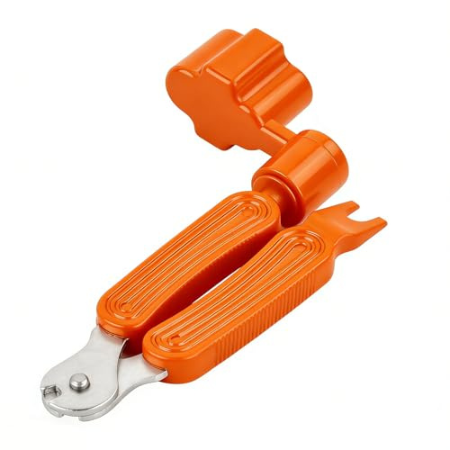Gitarrenwerkzeug 3 in 1, Gitarre Saiten Schneider, Werkzeug Saitenkurbel Westerngitarre Saitenschneider, Schwarze Gitarrensaitenwickler Saitenspindel für Gitarre, Ukulele, Mandoline (Orange)