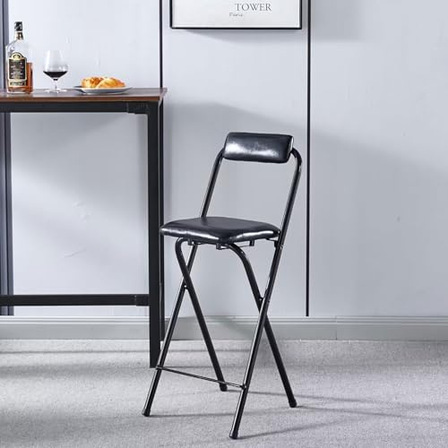 VNVFJKLO Sgabello pieghevole, Sedie da cucina for ristoranti, senza montaggio, salvaspazio, for casa, ufficio, negozio, viaggi(Black,60cm/24in)