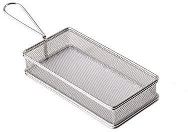 APS 40613 SNACKHOLDER Rechteckige Edelstahl Frittiersieb, 26 x 13 x 5 cm, Gold