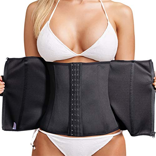 CHUMIAN Unterbrust Korsage Damen Taillenformer Waist Trainer Gürtel Korsett Bauch Body Shaper Corsage Bauchweggürtel für Gewichtsverlust (S, Schwarz)