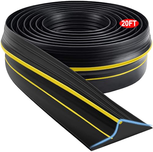 Universal Garage Door Threshold Seal Strip, Bottom Weather Stripping Replacement Rubber Waterproof 20 FT Length