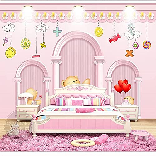Frtmsticker Papel Tapiz Mural Papel Pintado Personalizado, Rosa Habitación Infantil Estampado Papel Pintado Impermeable De Pvc Autoadhesivo Impresión Digital 3D Imagen De Póster Hd Talla 400X280Cm