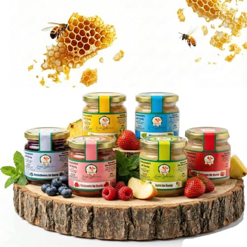 Imkerei zum Lederer - Großes Honig-Mix Probier-Set – 6 x 250g cremige Honig-Zubereitungen mit Früchten & Gewürzen – Aus dem Bayerischen Wald – Süßer Brotaufstrich & Geschenkidee direkt vom Imker