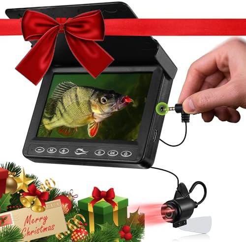 FishPRO Underwater Fishing Camera - MOQCQGR Portable 4.3'' 1000TVL (No Need Learn) Ice Fishing Camera Underwater 3-Grade IR Light, USB-C, 4X Zoom, Ice Fishing Fish Finder for Boat Lake Kayak, 65FT