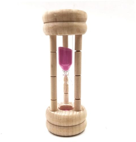 Temporizador de arena de minuto Hourglass, 3 minutos Reloj de arena de marco de madera pequeño, reloj de arena colorida roja, glas de arena de vidrio de hora para niños, aula, hogar, decoración del e