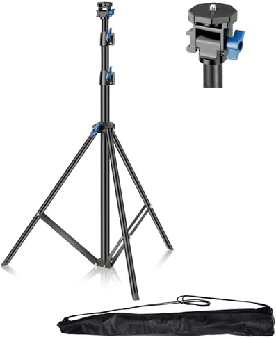 EMART Fotografie Lichtstativ 200cm, Leichte Stativständer(Schwarz, 1 Stück) | 180°Schwenkbares Lampenstativ,1/4 Schwenkkopf, Ringlichter, Kameras und Anderes Equipment