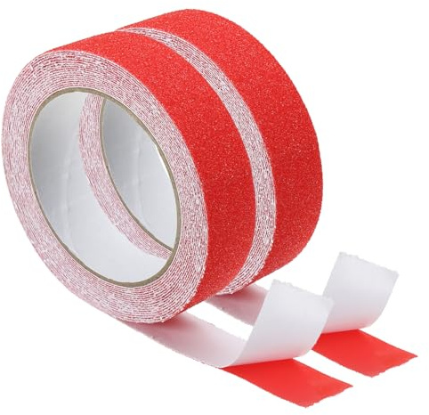 PATIKIL 2,5 cm x 5 m halkfritt dragband, 2 st halkfri tejp säkerhet slitbanemand halkfri för trappor steg skoterdäck, röd