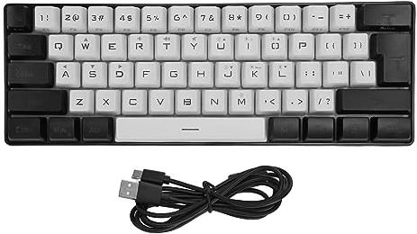 Mtlavishness E G61 Rgb Tangentbord Bakgrundsbelysning 61 tangenter Ergonomisk Mekanisk känsla Kabelanslutet speltangentbord För Office Business Vit (Vit)