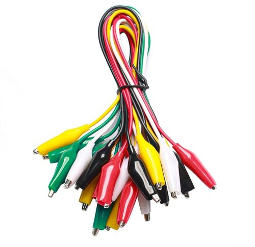 Lot de 10 pinces crocodiles - câbles de test et mesure à double extrémité - câbles isolés - pour travaux de test électriques - 1 m