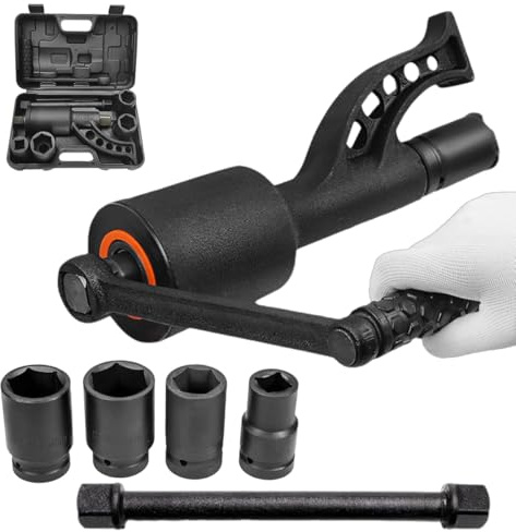 Heavy Duty Torque Multiplier Wrench Set, Torque Multiplier 1 inch Drive with 4 Sockets, 1:64 Labor Saving Lug Nut Wrench, 4800NM Lug Nut Remover Torque Wrench for Cars Trucks RVs