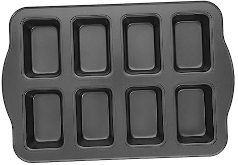 GRIRIW Carbon Steel Multi-Cavity Mini Loaf Pans Non-Stick Baking Mold 8-Cavity Gray Bread Pan Oven Cake Tin for Home and Bakery Use