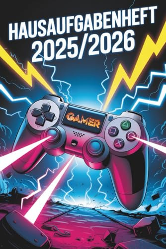 Hausaufgabenheft 2025/2026 Jungs: schulplaner Gymnasium Grundschule GAMER , mit datum August - Juli