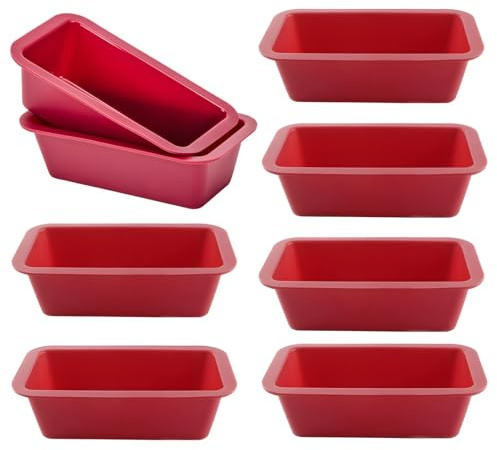yeeplant 8 mini moldes de silicona antiadherentes para hornear, 6.1 x 3.3 x 1.8 pulgadas, resistentes al calor, moldes versátiles para hornear, congelar y cocinar pequeños panes y pasteles