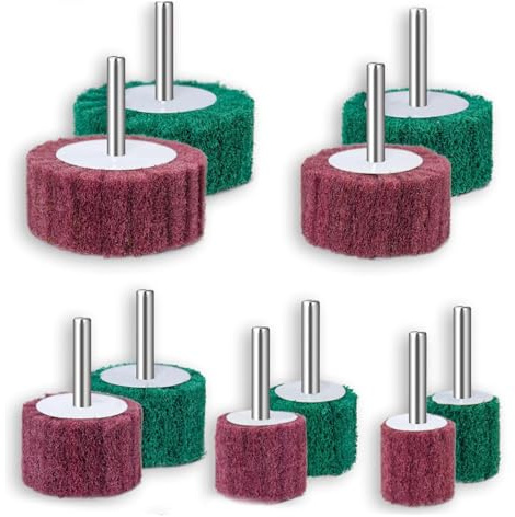 RAYAKT 10-teiliges Schleifscheiben-Set für Fächerschleifer – Größen: 60mm/50mm/40mm/30mm/25mm, Schaftdurchmesser des Fächerschleifers 6 mm, praktisches Fächerschleifer-Zubehör