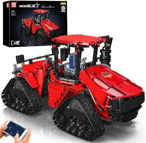 Mould King 18020 Tractor Technic con Control Remoto – Tractor de Orugas con 4 Motores, Sistema Neumático y Control por App, Juego de Construcción para Adolescentes y Adultos (1698 Piezas)