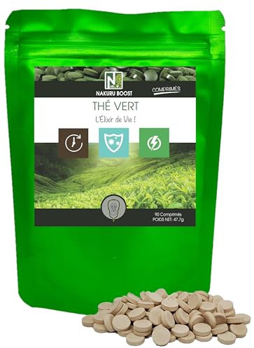 NAKURU | Thé Vert | Gamme Boost | Fabriqué en France | L'Élixir de Vie! (90 Comprimés de 530mg / Poids Net: 47,7g)