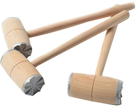 Raguso Holz Fleischklopfer Hammer Zwei Seiten Aluminium Spike Fleischklopfer Hammer Praktisches Küchenwerkzeug zum Zartmachen von Steak Beef Mallet Pounder